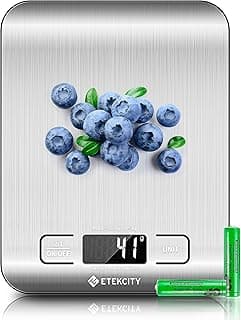Etekcity Food Kitchen Scale, Digital Grams and Ounces for Weight Loss, Baking, Cooking, Keto and Meal Prep, LCD Display, Medium, 304 Stainl...