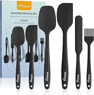 NileHome Silicone Spatula Set, 6 Pieces Food Grade Kitchen Utensils with Silicone Brush Heat Resistant Up to 600°F Dishwasher Safe BPA-Free...