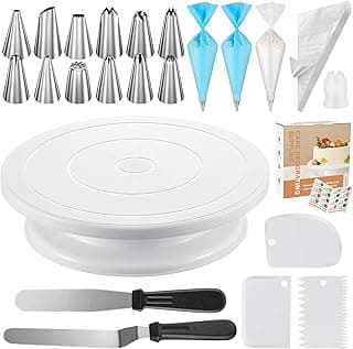 Kootek 71PCs Cake Decorating Kit, Baking Supplies Tools - Includes Cake Stand Turntable, 12 Icing Piping Tips Set, 2 Frosting Spatulas, 3 S...