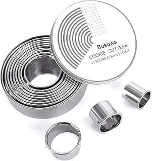 12 Pieces Round Cookie Biscuit Cutter Set,Graduated Circle Pastry Cutters,18/8 Stainless Steel Cookie Cutters and Donut Cutter Ring Molds