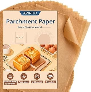 Parchment Paper Sheets 9x13 Inch – 70Pcs Precut Unbleached Baking Paper, Plant-Based Silicone Coating, Non-Stick Quarter Sheet Liner for Ai...
