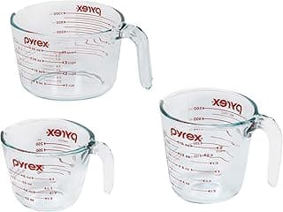 Pyrex Essentials (3-Pack) Glass Measuring Cups Set, (1, 2 & 4 Cup) Measuring Cups For Prepping, Baking and Cooking, Preheated Oven, Dishwas...
