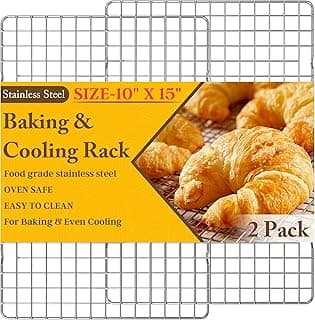 2PCS Cooling Racks for Cooking and Baking - 10" x 15"Heavy Duty Stainless Steel Wire Rack for Baking, Grilling, Roasting - Oven & Dishwashe...