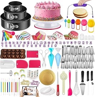 Kootek 700pcs Cake Decorating Kit, Baking Supplies with Springform Pans, Cake Turntable for Decorating, Piping Tips Set, Pastry Bags, and M...